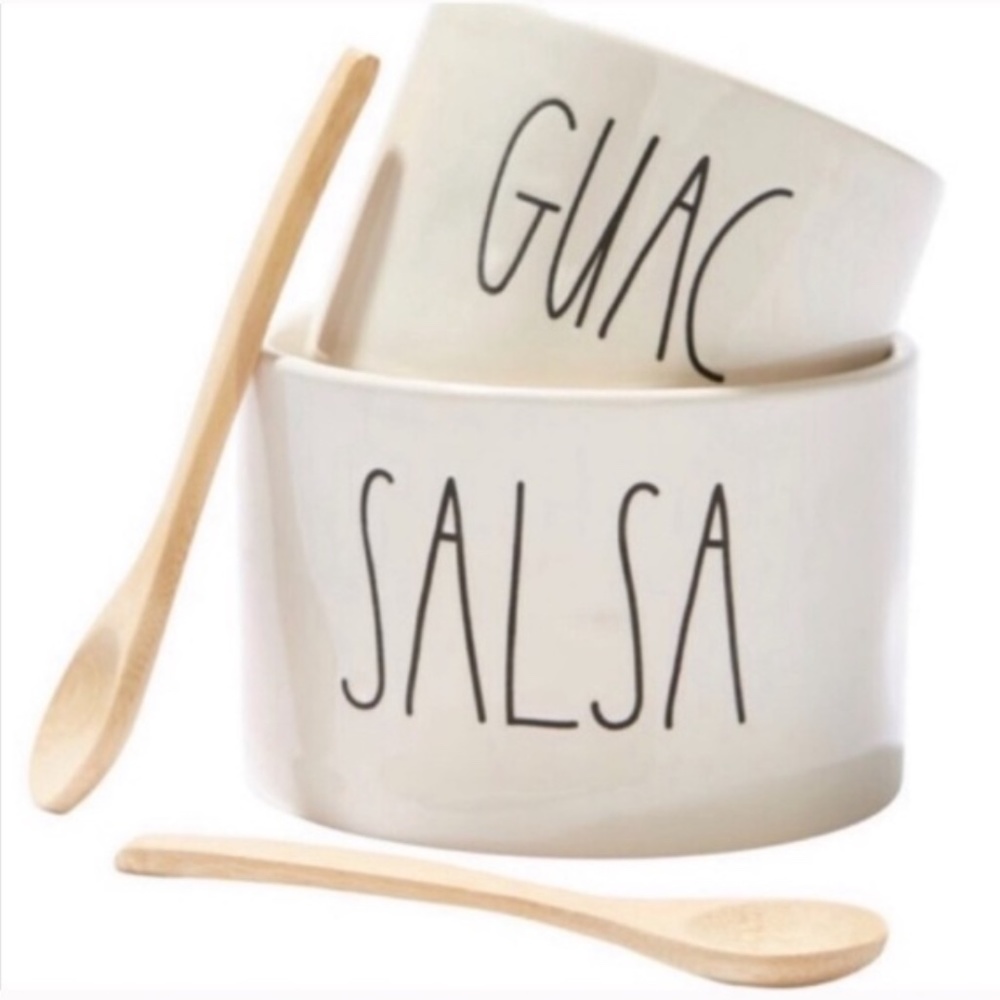 Rae Dunn SALSA & GUAC Bowl and Spoon Set
